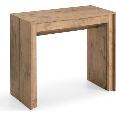 Console extensible Pinocchio en mélaminé effet chêne naturel, extensible jusqu'à 297,5 cm - Pierres (1/4)