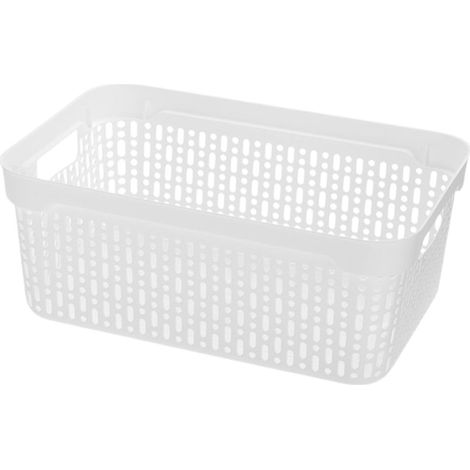 Cestino portaoggetti in plastica per bagno, cucina e ufficio, 30x20x12 cm, bianco, Lidia (1/5)