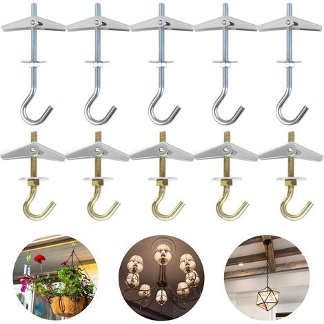 10Pcs Crochet Plafond,M5/M690mm Crochet Fixation Plafond,Crochet Lustre Plafond (1/5)
