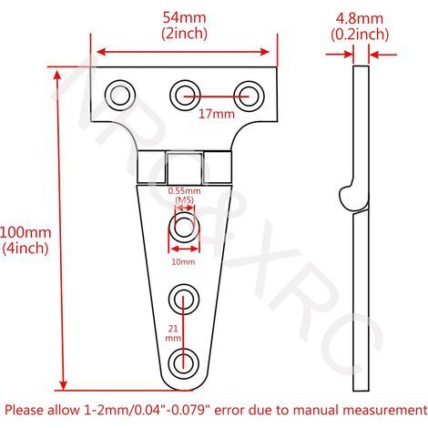 Geeignet für ein Paar hochbelastbare T-Scharniere aus seewasserbeständigem Edelstahl 316, 4" (L) x 2" (B) geformte Bandscharniere (1/5)