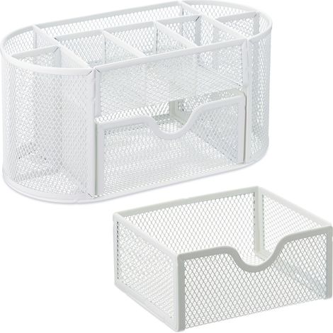 Organizer da scrivania moderno con cassetto 25 x 15 x 10 cm per una pratica organizzazione in metallo nero 130008564