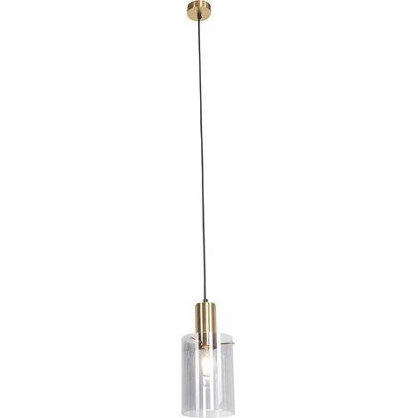 Schicke Hängelampe aus Messing mit Rauchglas inkl. WLAN A60 - Vidra