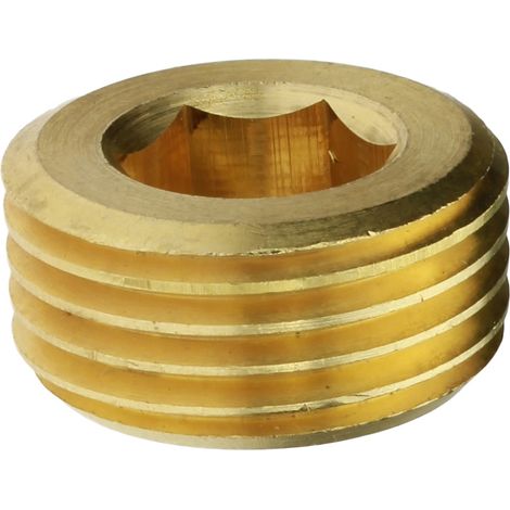 Reidl DIN 906 Verschlussschrauben mit Innensechskant, kegliges Gewinde, Rohrgewinde 1 x 12, Messing blank