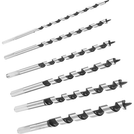 Ensemble de 6 mèches à tarière de 230 mm de long, à queue hexagonale, pour le travail du bois