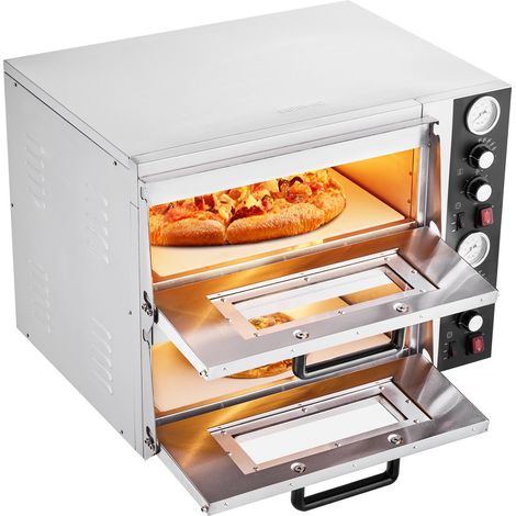 Four à Pizza Électrique de Comptoir 45,7 cm, Machine à Pizza d'Intérieur 2 Niveaux avec Contrôle Indépendant de la Température Supérieure et Inférieure, Température Max. 450 °C, pour Cuisine (1/5)
