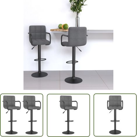 The Living Store Tabourets de bar lot de 2 gris clair tissu - Tabouret De Bar - Chaise De Comptoir - Tabourets Hauts - Meubles De Cuisine - Mobilier Moderne (1/5)