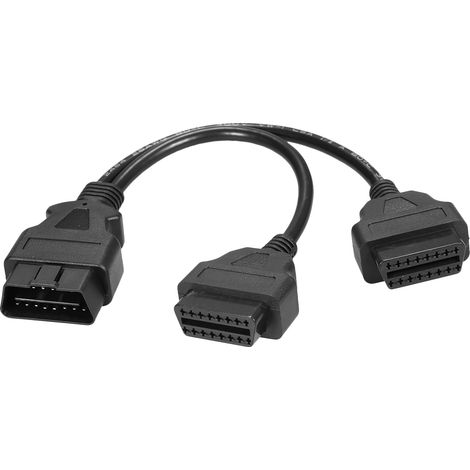 Câble d'extension séparateur OBDII 16 broches mâle vers double femelle, Compatible avec tous les véhicules, 30cm (1/5)