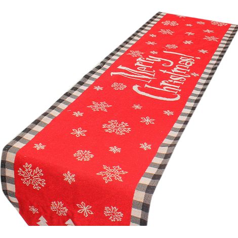 Christmas Table Runner Flag Printing Wear Dirt Resistant Xmas Christmas Table Flag for Christmas Table Cloth Decoration English Snowflake Model (1/5)