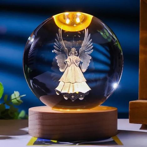 Veilleuse boule de cristal 3D, décoration intérieure