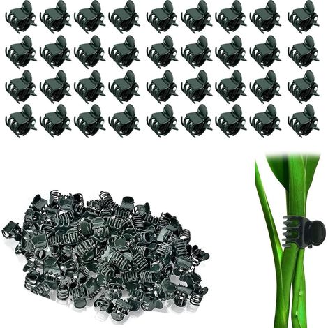 Lot de 100 petites pinces de support en plastique vert foncé pour sécuriser les légumes orchidées vignes fleurs jardins ou serres (1/5)