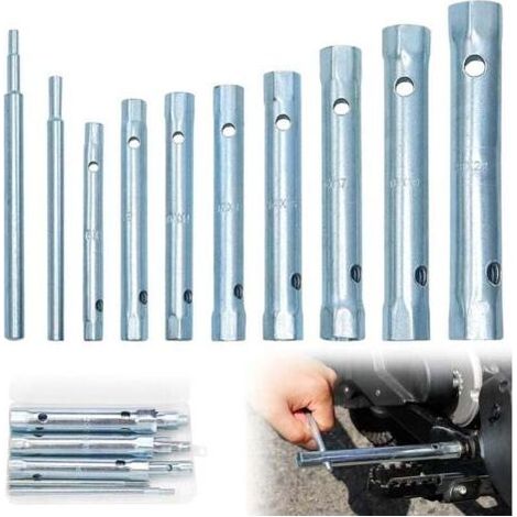 Jeu de 10 clés tubulaires 6-22 mm - avec deux tubes - Clé à bougie pour serrer les bougies, démonter/monter les robinets et mitigeurs, dévisser les boulons difficiles d'accès (1/4)
