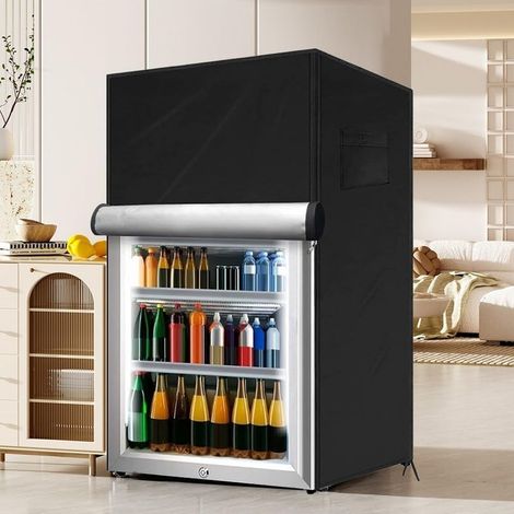 (Noir, 56 x 58 x 86 cm)Housse de réfrigérateur extérieur 210D robuste et imperméable, pour protéger les congélateurs verticaux/réfrigérateur à boissons (1/5)