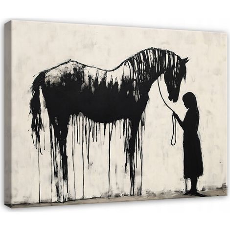 Peinture abstraite banksy moderne pour chambre salon sur toile 60x40 (1/3)