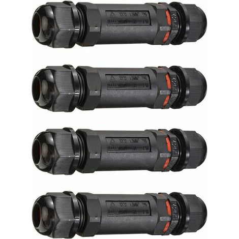 Scatola di giunzione, 4 confezioni di scatole di giunzione impermeabili, connettore per cavi esterni impermeabile IP68 con 3 poli, giunto a manicotto Ø 1 mm-12 mm (1/5)