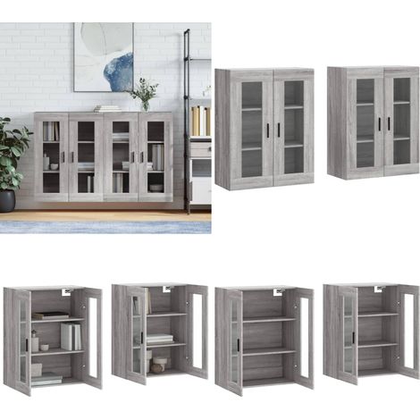 Armoires murales 2 pcs sonoma gris bois d'ingénierie - Armoire Murale - Meuble De Rangement - Buffet - Étagère Ouverte - Décoration Intérieure - Home & Living (1/5)