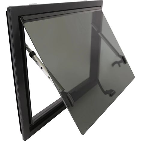 Ventana de apertura por presión para caravana, aleación de aluminio duradera, excelente ventilación, color negro. (1/2)