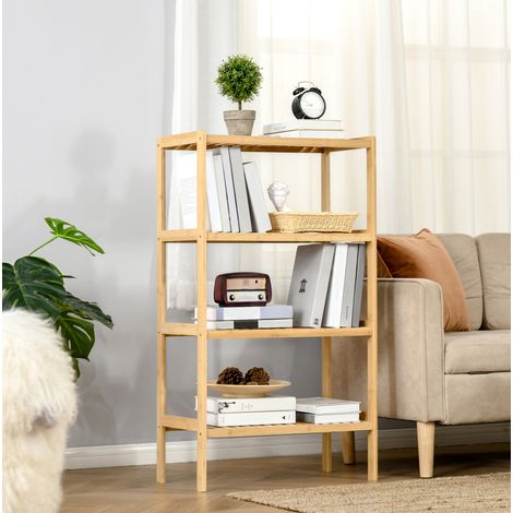 Étagère de rangement 4 niveaux en bambou 62 x 33 x 112 cm, naturelle HAVRYA (1/5)