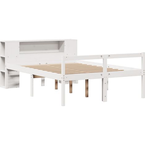 Lit bibliothèque sans matelas blanc 120x190 cm bois pin massif vidaXL