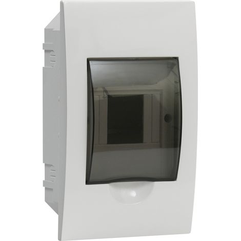 Modularer Verteilerkasten, Kunststoff, 1x4, Unterputzmontage, IP40, IK06, N+PE, Schutzklasse II, transparente graue Tür, DB104F 1X4P/FMD, weiß, 3840 (1/2)
