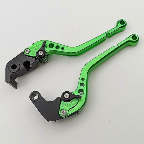Convient aux motos Aprilia TUONO1100RR/FACTORY leviers de frein, d'embrayage et de klaxon modifiés (1 paire de longs leviers verts) (1/5)