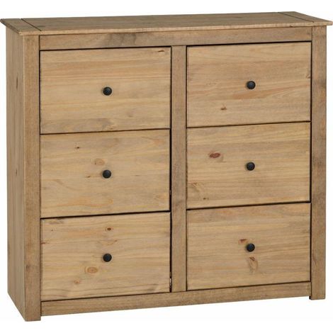 Panama 6 Drawer Chest - L40.5 x W110 x H100 cm - Natural Wax (1/5)