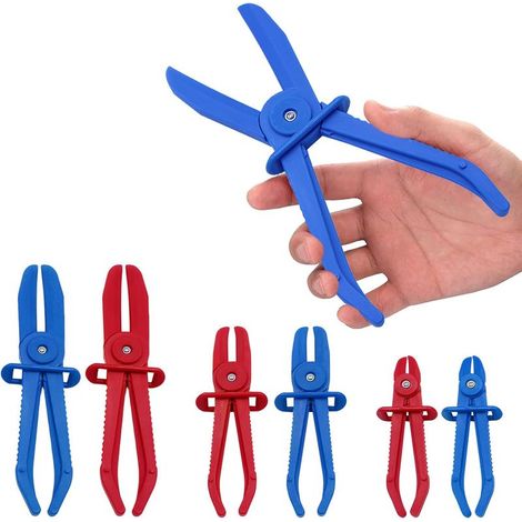 6 Pièces pince durite refroidissement, Pinces Tuyaux Outil de Serrage, Jeu de Pinces de Serrage pour Tuyaux, Pince pour Tuyaux de Refroidissement, Conduites de Frein et de Carburant (Rouge+Bleu) (1/4)