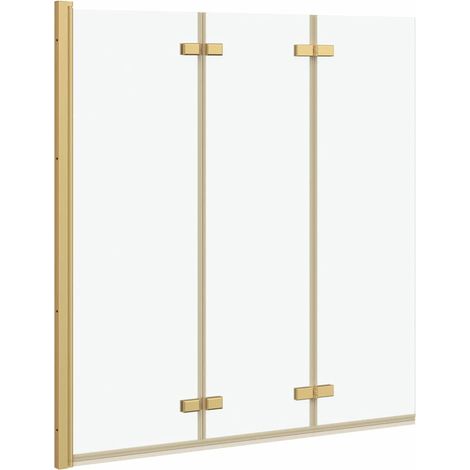 Shower Enclosure Gold 130 x 138 cm ESG Glass and Aluminium vidaXL