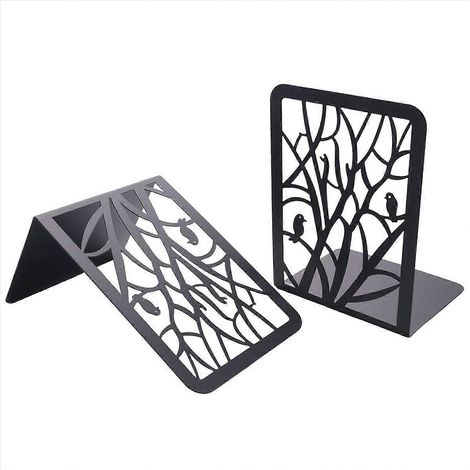 Serre-livres pour étagères, décoration pour école, maison ou bureau (noir, 1 paire) (1/5)