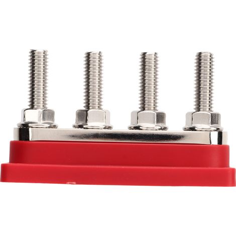 Répartiteur de puissance 4 postes 3/8 pouce M10, barre de batterie avec couvercle, 12V à 48V 300A, pour voitures bateaux camping-cars, rouge (1/5)