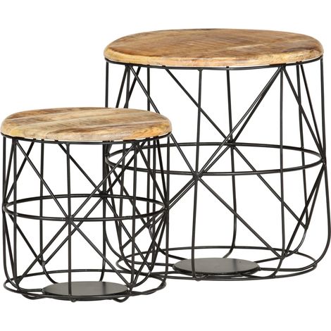 Tables basses 2 pcs Bois solide de manguier