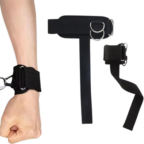 Lot de 2 sangles de traction pour haltérophilie, sangles de levage avec anneaux en D, sangles de préhension pour haltères, haltères, haltérophilie, musculation (1/5)
