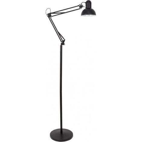 Lampe de RUTILO Gelenk-Stehleuchte 1xe27 Matt Schwarz 180 cm Fabrilamp