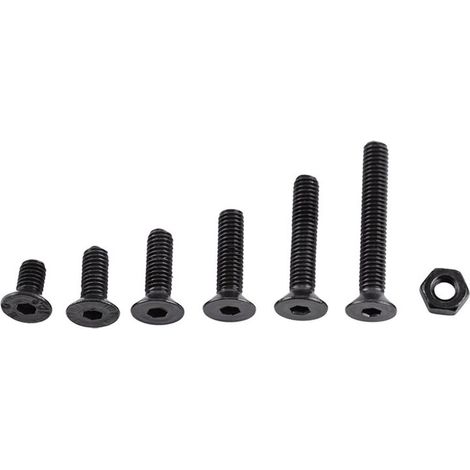 M3 Kit de 250pcs Assortiment Vis Boulon Douille Hexagonale Tête Fraisée Plate/Bombée/Cylindrique Six Pans Creux en Acier d'Alliage avec Ecrous, M3 x 6/8/10/12/16/20mm (C: Tête Plate)