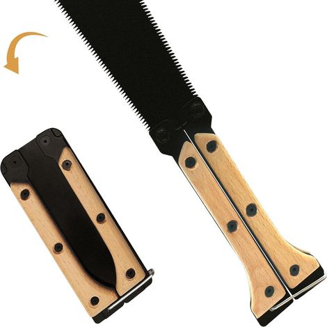 Scie à bois pliante portable, scie à main à double denture de 5,5 pouces, lame à denture fine pour une coupe rapide et sans effort, outil d'élagage pour le jardin, scie à main légère. (1/5)