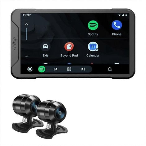 Enregistreur de conduite moto 5 pouces étanche Wi-Fi Carplay avec projection, navigation, enregistrement double 2K et moniteur de pression des pneus (1/5)
