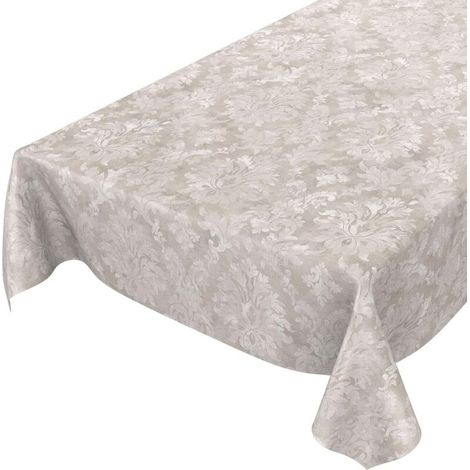 Bardusch-Nappe toile cirée ovale 240x140 cm, motif baroque vrillé beige-gris, intérieur/extérieur jardin (1/5)