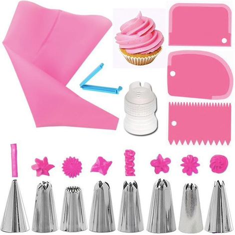 Ensemble tulle - 14 pièces - Pinceau à alcool, embouts à alcool, grattoir à pâte, Rose (1/5)