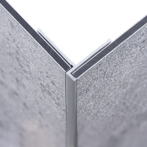 Profilé d'angle pour panneau mural de douche, DécoDesign, Schulte, Alu-argenté, 255 cm minimaliste (1/2)