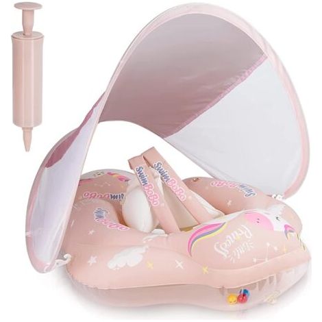 Bouée Baby Buoy, bouée de natation pour bébé avec pare-soleil amovible, bouée gonflable pour enfants, rose