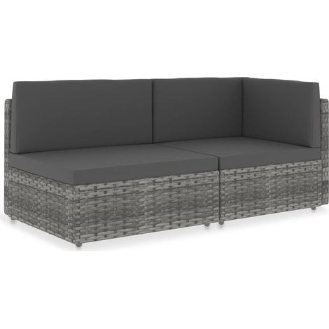 Modulares 2-Sitzer-Sofa Poly Rattan Grau