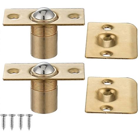 Loquet à bille pour porte de placard, loquet en acier inoxydable réglable avec gâche, finition dorée, lot de 2 (1/5)