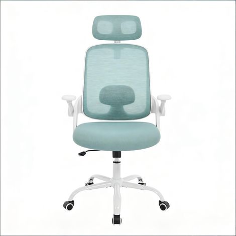 ELVMI Silla de oficina ergonómica con Respaldo reclinable, Reposacabezas ajustable y Reposabrazos 3D de Malla Azul (1/5)