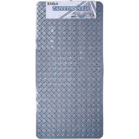 Kaela - Tappeto Antiscivolo Rettangolo Intrecciato Grigio Per Bagno Doccia 38x77cm 87888 - (1/2)