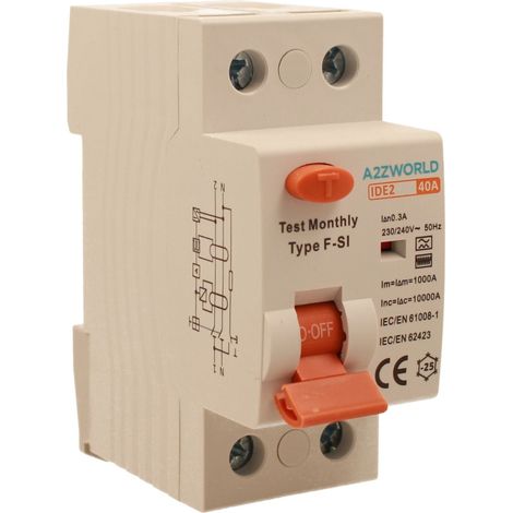RCCB Interruttore Differenziale Puro Tipo F - SI 1P+N 2M 10000A 300mA Super Immunizzato AC 230V IP20 IEC61008-1, Corrente Disponibili 25A 40A 63A (40A)