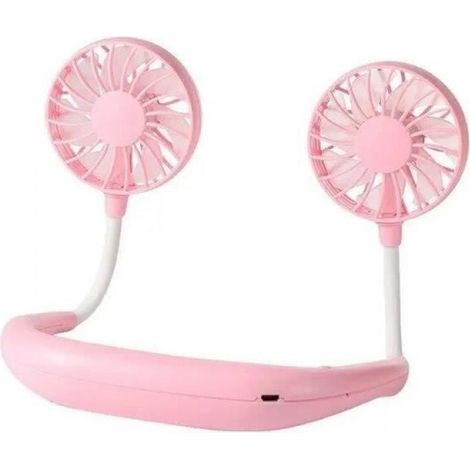 Mini Ventilateur Suspendu - USB - 3 Vitesses - Pour Cou - Rose - 190x230x30 mm - 180 g