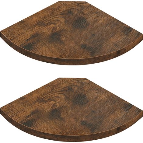 VASAGLE Mensole Angolari a Ventaglio in Legno, Scaffale a 2 Livelli, Set di 2, 20 x 20 x 1,2 cm, per Soggiorno e Camera da Letto, Marrone Vintage, Collezione COLEX LLS842KD01 (1/5)