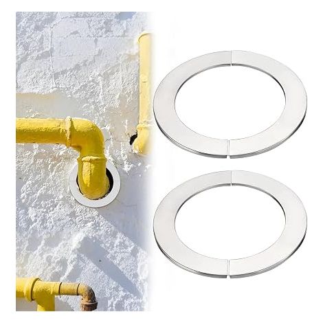Fireplace Rosette 100 mm 150 mm Wall Mounted Stainless Steel Rosette Pipe Heat Resistant Self-Adhesive Slotted Wall Rose for Boilers Taps 101 x 150 x 5 mm (1/5)