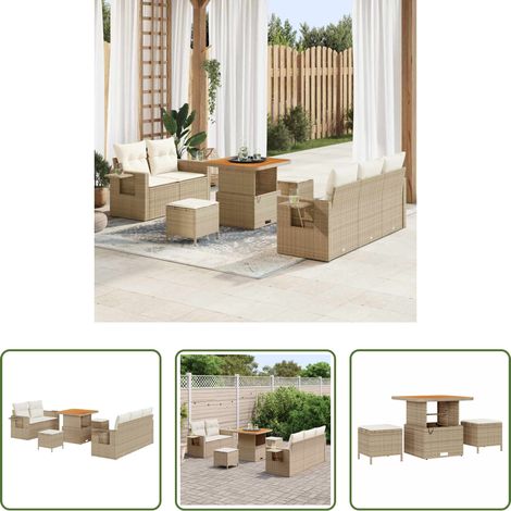 vidaXL Jardin -  Ensemble de canapé de jardin avec coussin 8 pcs Beige polyrotin (1/5)