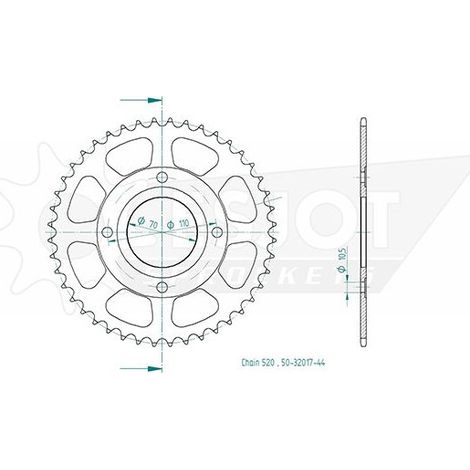Couronne Acier Honda - 520 - 44 Dents - Made in Germany