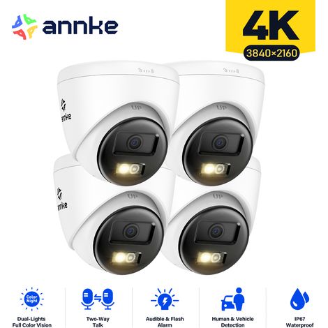 ANNKE 4K PoE Cámara de seguridad exteriores detección de movimiento,audio bidireccional,acceso remoto,4pcs (1/5)